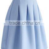 2016 Guangzhou Shandao Factory Summer New Arrivals Casual Pleated Blue High Waist Half Chiffon Lady Skirt thumbnail-4