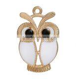 Zinc Based Alloy Pendants Halloween Owl Light Golden Black & White Enamel 34mm x 22mm thumbnail-1