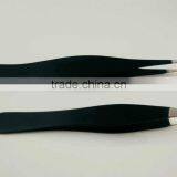 Eyebrow and Ingrown Hair Tweezers Set/ Black Matte Pointed and Slanted Tweezers Set
