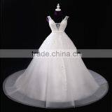 2017 Wholesale Sweetheart Sleeveless Lace Wedding Dresses Beaded V-neck Nackline Mermaid Lace Wedding Dress F13001 thumbnail-1