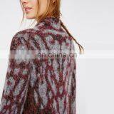 Womens Argyle Baggy Long Sleeve Woolen Kintted Cardigan Sweater thumbnail-4