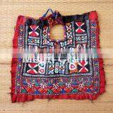 Handmade Cotton Fabric Neck Yoke-Antique Mirror Work Women's Dress Patches-Vintage Hand Embroidered Gypsy Yock Neck thumbnail-2