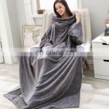 Custom lazy nap sofa casual shawl with sleeves warm blanket