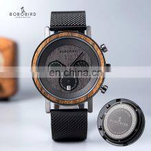 BOBO BIRD Oem Custom Logo Brand Waterproof Black Wood Watch Glossy Texture With Breathable Leather thumbnail-3