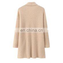 Luxury 100% Knitted Mid-Length Coat for Ladies Thick Cashmere Cardigan With Belt thumbnail-2