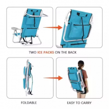 Folding Backpack Aluminum Beach Chair Custom Logo Printed Outdoor Comfortable Lounge Chairs thumbnail-5