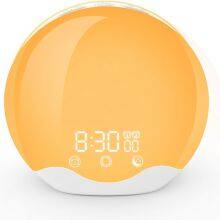 NEW Arrival Sunrise Alarm Clock Wake Up Light With Sunrise Colourful Bedside Lamp Sunset Night Light FM Radio Clock