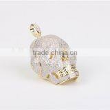 Fashion Hip Pop Skull Pendant OEM Brass or Silver Micro Setting AAA White Zircon thumbnail-2