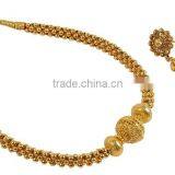 Indian Gold Plated Chain Necklace With Earrings Set For Girls/Women thumbnail-4