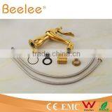 2015 Low Arc Gold Palted Single Lever Handle Basin Faucet QL14027G thumbnail-2