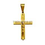 Wholesale Fashion Jewelry JCN0331 Gold Stainless Steel Jesus Cross Necklace Pendant thumbnail-2
