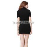 Women's Turtleneck Short Sleeve Knit Stretchy Tank Mini Dress Black Solid Dress Manufacturer Factory Guangzhou thumbnail-1