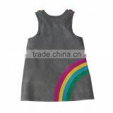 (CD929#GREY )2-6Y Children Clothing Dress Rainbow Applique Corduroy Dress thumbnail-2