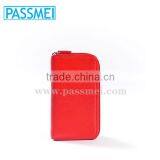 Top Quality Leather RFID Blocking Women Zipper Red Checkbook Wallet thumbnail-2