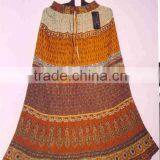 Indian Cotton Panel Printed Crinckle Skirts Elasticate Belt Falda Algodan 3panel skirts Ghaghara indiaitem ethnic skirts