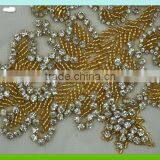 2015 Newest Sew on Gold Bead Applique With Rhinestone Quality Choice thumbnail-3