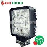 New Car Accessories 4.3" Square 24W Led Work Light, 4x4 Truck Tractor 24W Led Work Light