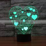 3D Optical Night Light Love 7 RGB Light Colors 10 LEDs AA Battery or DC 5V Mixed Lot thumbnail-5