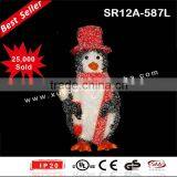 3D Tinsel LED Crystal Christmas Penguins With Cane Light Decoration (Outdoor MOQ: 200PCS, GS/CE/UL) thumbnail-1