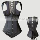 Top Underbust Goth Boned Basques Lace up Faux Leather Corset Bustier