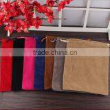 12*15cm In Stock Black Custom Velvet Drawstring Pouch Bag