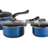3pcs Carbon Steel Non-stick Sauce Pan With Glass Lid and Bakelite Handle
