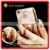 [UPO] New Design 2 in 1 Clear Electroplated TPU Shockproof Diamond Ring Holder Phone Case for iPhone 6s