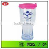 Bpa Free Double Wall 14 oz Beer Drinking Cup With Pink Lid thumbnail-4
