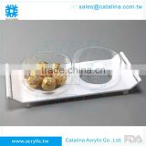 White Acrylic Serving Tray With 2pcs Small Bowl Diamond Chained Christmas & Wedding Decoration Plastic Food Tray