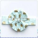 Kapu art & craft firm wholesale top big bow mint children headband baby girls boutique elastic gold polka dot hairband