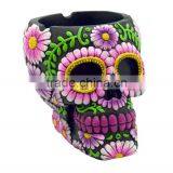 Personalized Handmade Color Painted Decorative Skull Polyresin Ashtray thumbnail-1