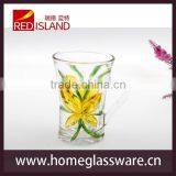 Hand Print Red Rose Pattern Glass Coffee Tea Mug thumbnail-2