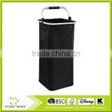 Collapsible Laundry Hamper - Black Foldable Clothes Basket With Handle thumbnail-1