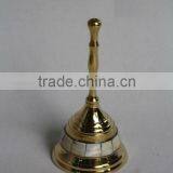 Brass Bell With Mother of Pearl Mosaic and Mirror Polish thumbnail-1