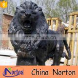 customized building decoration natural black marble lion statue for sale NTBM-L124X
