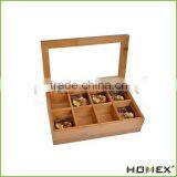 Tea Box, Jewelry Box, Organizer, With Lid Cover 8 Compartment Multipurpose Storage/Homex_Factory thumbnail-1