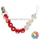 Latest Design Bubble Gum Pink White Beads Baby Metal Pacifier Clips thumbnail-2