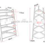 5 Tier Corner Display Wood Leaning Shelf Storage Rack Colorful Shelving Rack Home Furniture Corner Shelf thumbnail-6