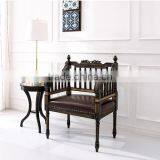 Classic Elegant Regina British Style Square Back Carving Leather Armchair With Distressed Brown Painting BF12-03294a thumbnail-1