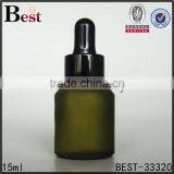 15ml High Quality Small Green Frosted Cosmetic Perfume Essential Oil Glass Bottle Black Plastic Dropper China Suppliers thumbnail-4