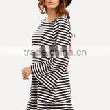 Women Long Sleeve Striped Casual Beach Dress Latest Design Model Photos Without Dress thumbnail-2