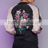 Hot Sale Satin Woman Jacket New in Style Embroidery Bomber Jacket thumbnail-2