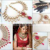 PINK BRIDAL KUNDAN 11 PCS Necklace EARRING Set thumbnail-1