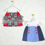 Wholesale Children's Boutique Clothing Girls Cotton Skirt Lace Trim Button Design thumbnail-4