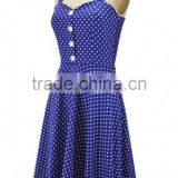 Walson C89149A Lady Rockabilly Halter Dress Whloesale Ladies Vintage Style Polka Dot Halter Neck Rockabilly Dress thumbnail-2