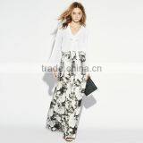 Floral Printed Wide Leg Maxi Pants for Middle Age Woman thumbnail-5