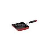 Red 22cm Nonstick Square Frying Pan With Black Ceramic Coating