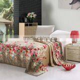 Golden printed flannel blanket,flowers motifs blanket series NO.8