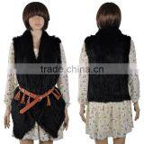 YR078 New Arrival Top Quality Chic Women Apparel Genuine Rabbit Knitted Sleeveless Vest thumbnail-1