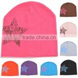 Winter Warm Korea Style 100%cotton Cute Boys&girls Big Five Star Pattern Knitted Beanie Hat for Baby thumbnail-1